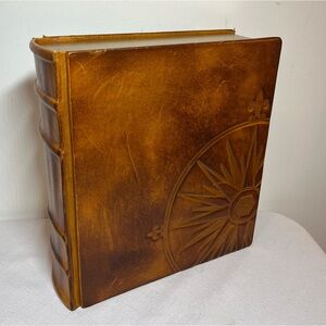 Decorative Book Box Faux Leather Embossed Cover Vintage Storage